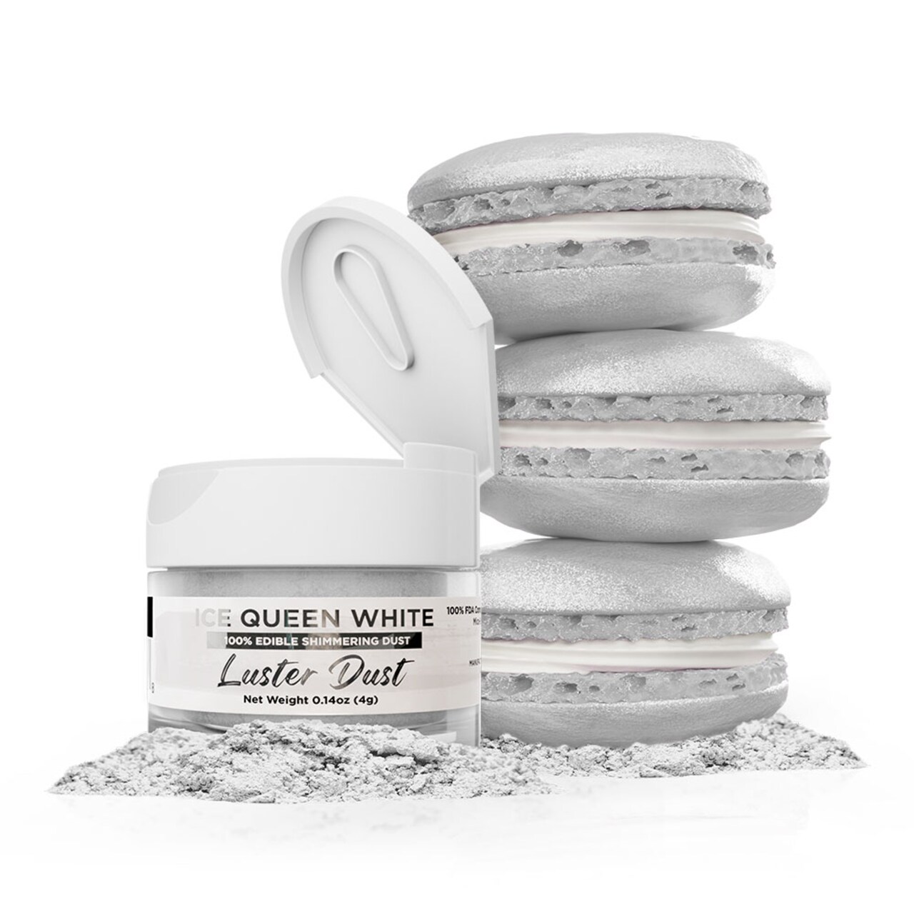 Bakell - Ice Queen White Luster Dust (4g, 1x Jar) Edible Vegan Dust & Paint for Baking, Desserts and Beverages